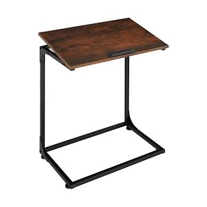 tectake Table d’appoint Ruston 55x35x66,5cm - Bois foncé industriel, rustique -404441