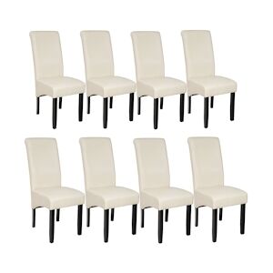 Tectake Chaises aspect cuir - crème x8