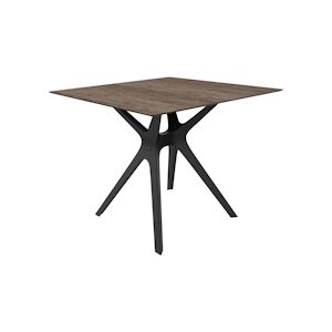 RESOL VELA S Table Carrée Intérieure, Extérieure 90x90 Pied Noir - Tableau Chêne frêne