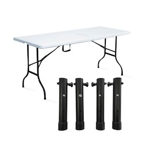 Oviala Business Rekkem table pliante PEHD avec réhausseurs 180 x 75 x 74cm Blanc