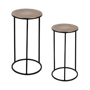 Set de 2 sellettes rondes or 41 et 33 cm -  Rond Metal Table Passion