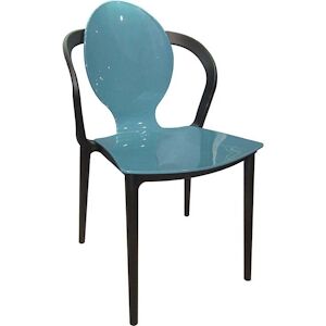 Chaise design en polypropylene effet glossy Bleu paon  JardinDeco