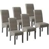 tectake Lot de 6 chaises aspect cuir - gris marbré -403629