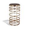 NOW'S HOME - Tabouret De Bar Bruce En Simili Cuir Marron Pieds Inox201brosse Cuivr40x71