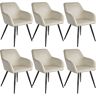 tectake 6 Chaises MARILYN Design en Velours Style Scandinave - crème/noir -404048