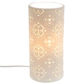 Lampe tube Léane -  Blanc Rond Porcelaine Amadeus 11.3x11.3 cm