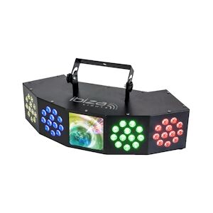 Jeu de lumière Ibiza light COMBI-FX4, effet 3-en-1 Wash/Strobe 4 x 12 LED RGBW Moone 144 LED RGB avec DMX