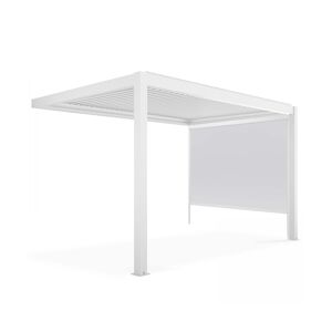 Oviala Business Pergola bioclimatique adossée blanche 3x4m et 1 Store 2,66x2,4m