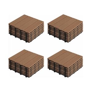 Oviala Business Lot de 32 dalles clipsables polywood marron - Oviala