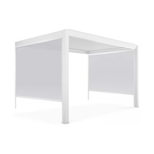 Oviala Business Pergola bioclimatique adossée blanche 3x4m et 2 Stores 2,66 x 2,34 m