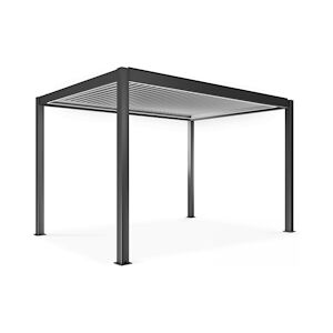 Oviala Business Pergola bioclimatique autoportée motorisée et éclairée 3 x4 x2,5m gris