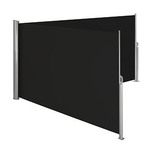 Tectake Paravent rétractable double et extensible avec enrouleur - 200 x 600 cm, noir