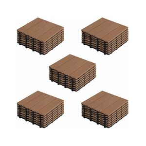 Oviala Business Lot de 40 dalles clipsables polywood marron - Oviala