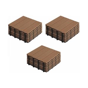 Oviala Business Lot de 24 dalles clipsables polywood marron - Oviala