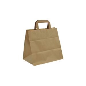 sac poignees plates kraft brun naturel format 32+22x24 cm x250 pak emballages