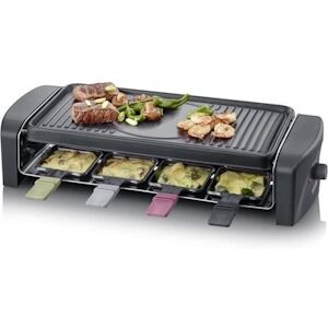 Appareil a Raclette SEVERIN RG9646  8 personnes 1 400 W - Plaque de cuisson rainuree et lisse 41,5 x 21 cm antiadhesive - No usage non-intensif Severi