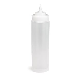 TABLECRAFT - 12463C-12/6 - Lot de 6 unites - Bouteille a presser avec goulot de 63 mm 710 ml - 7 x 7 x 26 cm - Blanc translucide