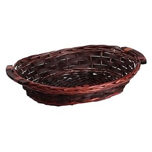 Deffrennes Corbeille ovale osier/bois marron - 46/50x36x12 cm - X20 -