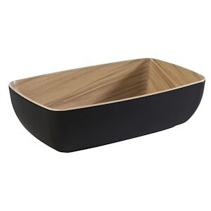 APS 84587 Saladier melamine GN 1/4 noir et aspect bois Frida 26,5 x 16,2 cm, H 7,5 cm