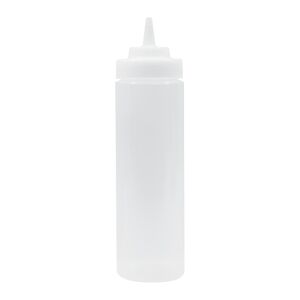 TABLECRAFT - 32563C/6 - Lot de 6 unites - Bouteille a presser avec goulot de 63 mm et embout large 710 ml - 7 x 7 x 26 cm - Blanc translucide