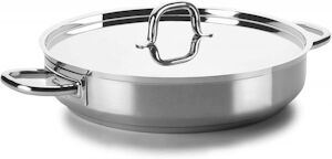 LACOR Poêle à paella Chef-Luxe sans couvercle, acier inoxydable 18/10, argent, 40 cm