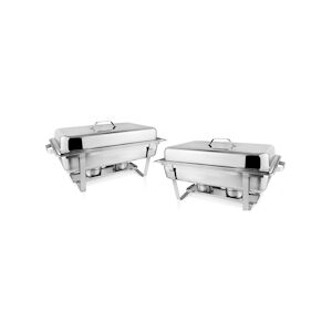 aro Set de 2 chafing dish AW-119 Twin, acier inoxydable, 60 x 35.5 x 30 cm, 6 récipients GN avec 62 mm de profondeur, 2 couvercles, argenté