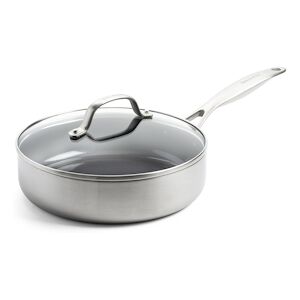 Sauteuse Geneva en Ceramique 24 cm + Couvercle en verre -  Argent Rond Ceramique Greenpan