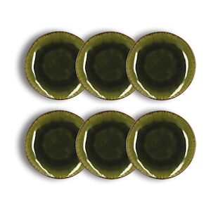 OGO LIVING - Lot 6 Assiettes Dessert Meta 20cm En Gres Vert