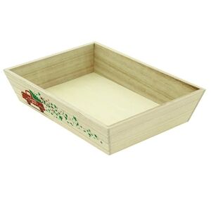 CREAPAK festive corbeille bois naturel rectangle joyeuses fetes 35x25x7 cm - carton de 20