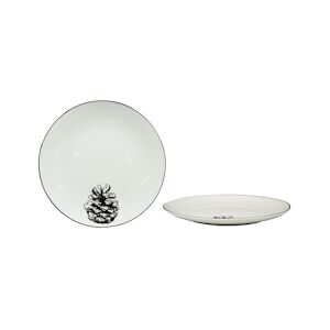 ART Lot de 24 Assiette Dessert Pomme De Pin 20cm Porcelaine Maitre Chef