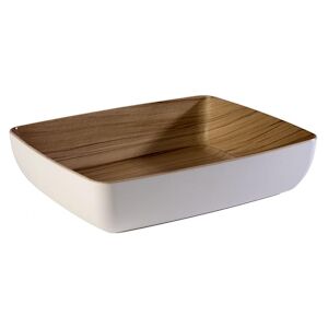 APS 84589 Saladier melamine GN 1/2 blanc et aspect bois Frida 32,5 x 26,5 cm, H 7,5 cm