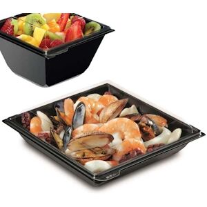 Ravier salade Takipack 900 cc fond noir + Couvercle