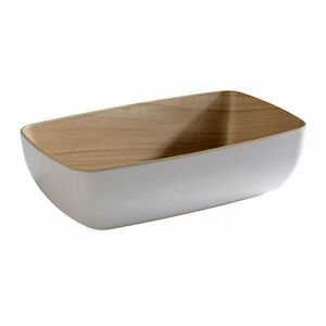 APS 84586 Saladier melamine GN 1/4 blanc et aspect bois Frida 26,5 x 16,2 cm, H 7,5 cm