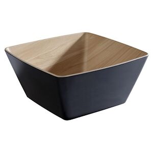 APS 84593 Grand saladier melamine Frida noir et aspect bois 25 x 25 cm, H 12 cm