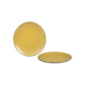 ART Lot de 24 Assiette Dessert 19.5cm Dots Jaune Gres Maitre Chef