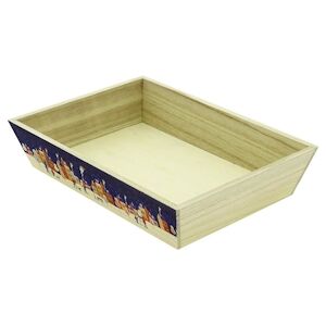 CREAPAK neige corbeille bois nois naturel rectangle une nuit enneigee 35x25x7 cm - carton de 20