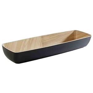 APS 84565 Saladier melamine GN 2/4 noir et aspect bois Frida 53 x 16,2 cm, H 7,5 cm