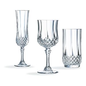 Ensemble 18 pièces, verres à pied et gobelets Longchamp - Cristal d'Arques - Publicité