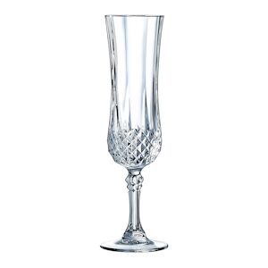 6 flûtes à Champagne 12cl Longchamp - Cristal d'Arques - Verre ultra transparent au design vintage - Publicité