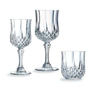 Ensemble 18 verres à pied et gobelets  Longchamp - Cristal d'Arques - Publicité