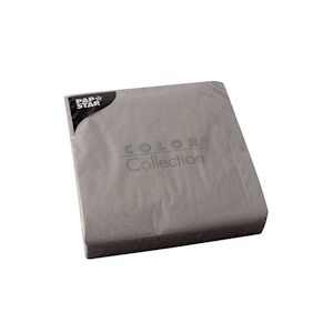 Papstar 50 Serviettes, 3 plis pliage 1/4 33 cm x 33 cm gris