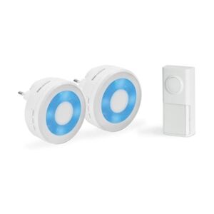 Lot de 2 carillons enfichables sans fil sans pile avec halo lumineux avec 1 bouton - EcoBell 100 Light x2 SCS SENTINEL