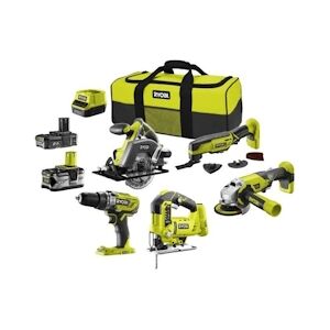 Combo 5 outils: perceuse a percussion, scies, meuleuse, outil multifonction, 2 batteries 2 et 4Ah, chargeur rapide, sac de trans RYOBI