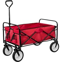 Tectake Chariot de jardin pliable 80 kg – rouge