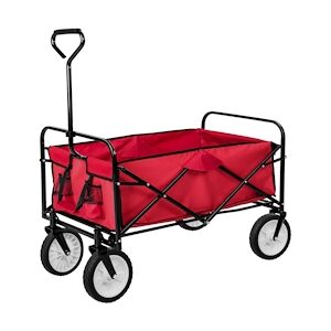 Tectake Chariot de jardin pliable 80 kg - rouge