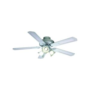 Farelek - Baleares O 132 Cm - Ventilateur De Plafond Reversible, 5 Pales Blanches / Cannees Blanches + Eclairage