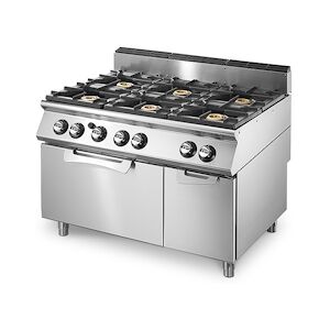 Virtus group Cuisinière gaz sur four gaz statique GN 2/1 et armoire fermée, 6 brûleurs Virtus VS70120CFG