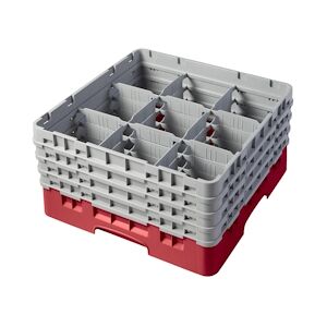 CAMBRO - 9S800-163 - Casiers de lavage 9 comp. 4 alturas - 14,8 cm Ø máx. - Haut max 21,7 cm - 50 x 50 x 26,7 cm - Rouge Rosé