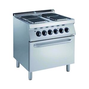 CombiSteel Cuisinière Électrique Pro 700 4 Plaques Carrées et Four Électrique 6 kW