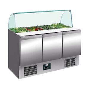 L2G - S903CG - saladette refrigeree inox pare-haleine verre +2/+8°c, 3 portes gn1/1, cap.4gn1/1 - 368l